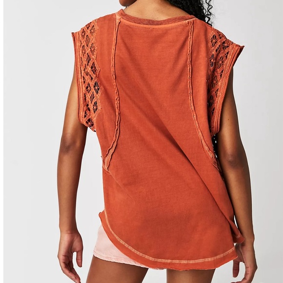 Free People Women’s Table for Two Tee Tunic Top Color Bronzer Size XS - Picture 2 of 15